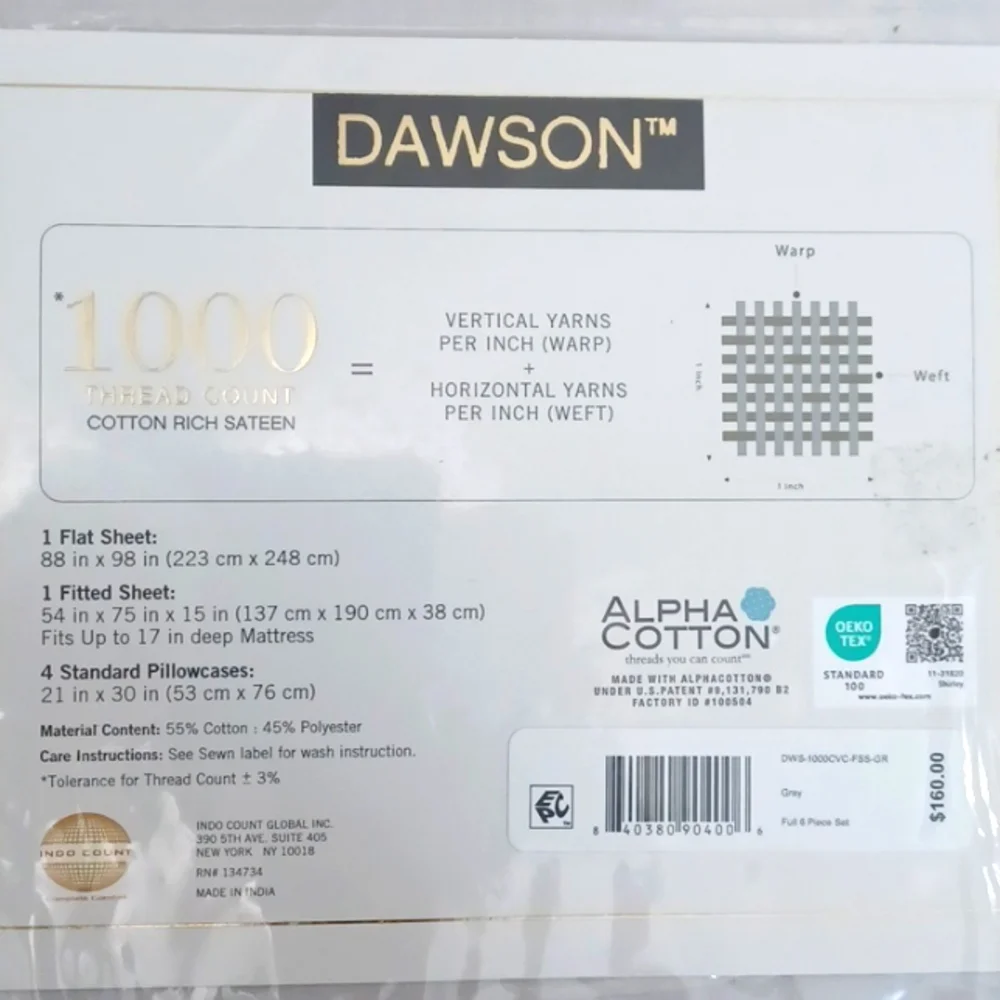 New Full Size 1000 Thread Count SIX Piece sheet set including FOUR pillowcases